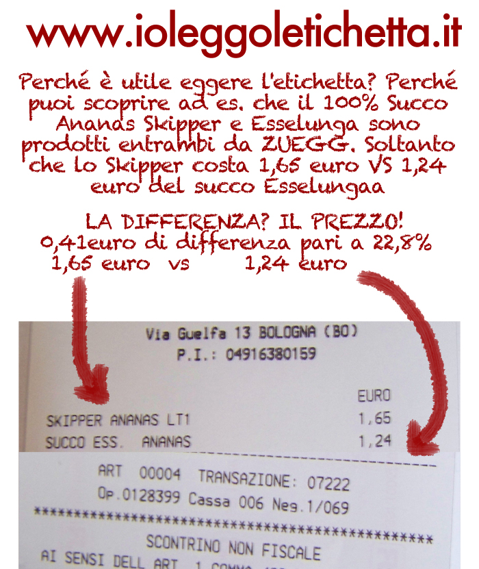 SUCCO SKIPPER ED ESSELUNGA PRODOTTI DA ZUEGG. IL RISPARMIO STA NEL LEGGERE L 'ETICHETTA!